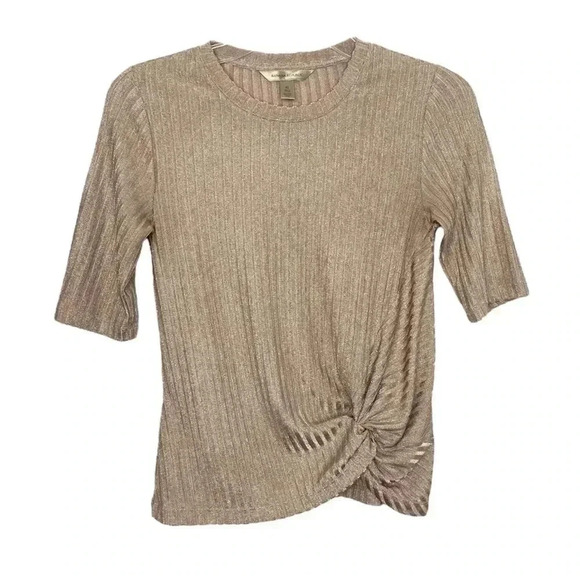 BANANA REPUBLIC METALLIC TWISTED RIBBED T-SHIRT - Picture 1 of 6